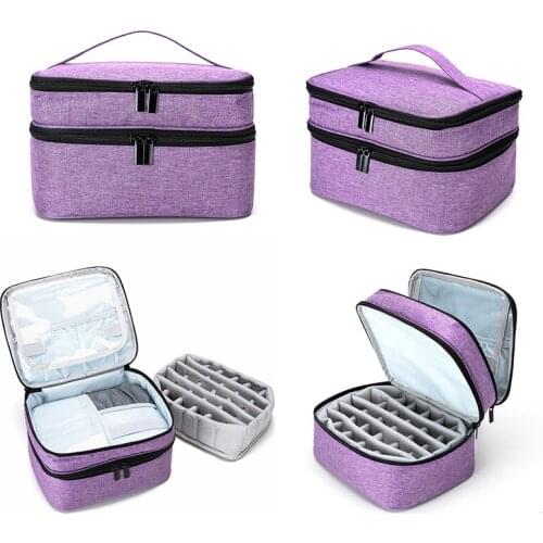 Multi Layers Cosmetic Essential Oil Nail Polish Storage Bag Box 30 Grids Portable Cosmetic Bags