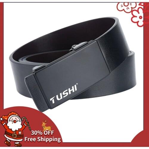 TUSHI 2021 Flagship Business Men Belt High-grade Genuine Leather Ceinture Metal Automatic Buckle Male Waistband Cinto Masculinos