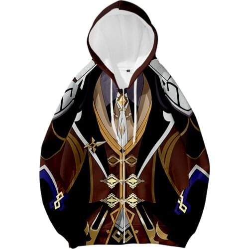 Genshin Impact Morax 3D print autumn and winter Holiday passionate style Men/Women Youthful Dress up Style Zip hooded
