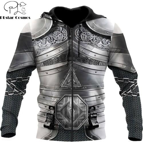 PLstar Cosmos 2021 Autumn Hoodies Viking Warrior Chain Armor 3D Printed Mens Sweatshirt Unisex Zip Pullover Casual Jacket DW662
