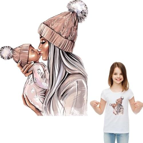 Great Mom Little Baby Stickers On The Fabric Heat Transfer Clothes Fashion Stickers Iron On Diy Accessory Iron Patch