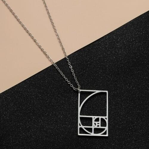 Todorova Geometic Necklaces For Women Fibonacci Golden Ratio Science Jewelry Stainless Steel Necklace