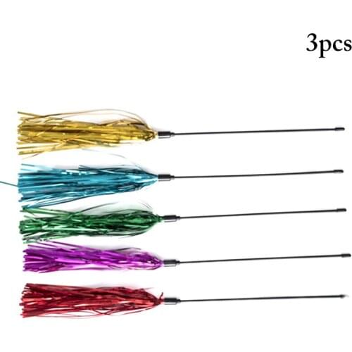 3PCS Cat Teaser Wand Crinkle Tassel Colorful Ribbon With Bell Sound Cat Interactive Wand Cat Exercise Toy Cat Pet Training Toys