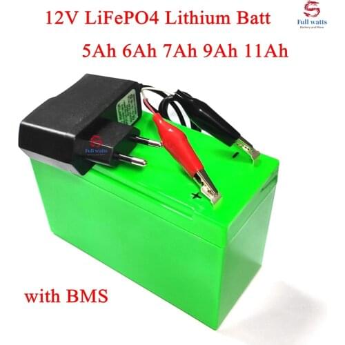 Rechargeable 12V 11Ah 9Ah 7Ah 6Ah 5Ah LiFePO4 Lithium Battery Pack Not Lead Acid for Power 100w Car Toy Led + 14.6v 1A Charger