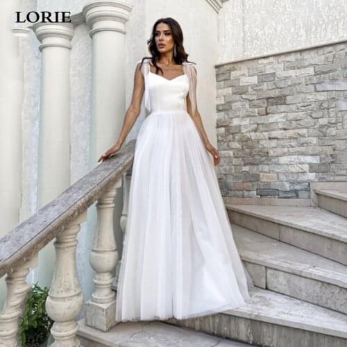 LORIE Simple And Clean Wedding Dress A Line Straps V Neck Bride Dresses Floor Length Wedding Party Gowns