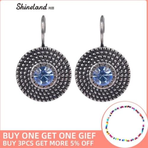 Shineland New Trendy Jewelry Clip On Earring Vintage Crystal Multi Bead Round Statement Brincos For Women Jewelry Gift Wholesale