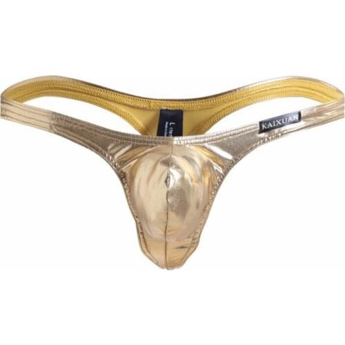 Imitation Leather Mens Thongs G-Strings Fashion Style Sexy Male Thong Underwear Men Tanga Bikini Penis Pouch T-Back