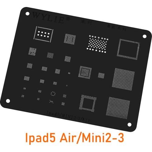 Wylie BGA Reballing Stencil For IPAD 5 Air A1474 Mini 2 3 CPU RAM Wifi Nand Baseband Power USB Audio IC Chip Black Steel Mesh