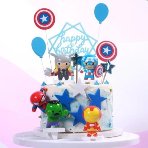 Toy birthday decoration Hulk Captain Iron man Thor Odinson Cake Mini Figurine Decoration Toys For Kids Gifts