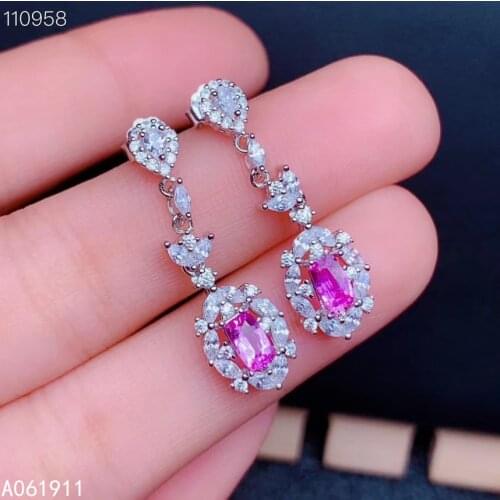 KJJEAXCMY fine jewelry natural pink topaz 925 sterling silver women earrings new Ear Studs support test luxury
