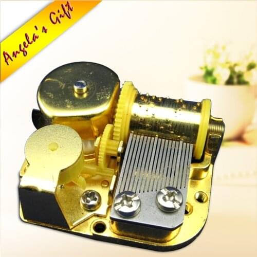 Golden Music box 18 Notes musical mechanism DIY box music, fur elise for lovers, wedding souvenir free shipping Angelas gifts