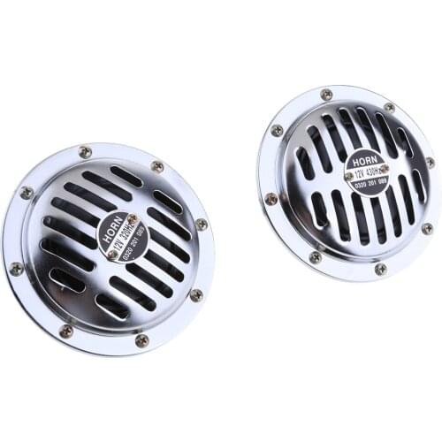 1 Pair 118Db Car Motorcycle Waterproof Horn Chrome Disc Type Hi Tone Low Tone Horn Set 415/350 Hz