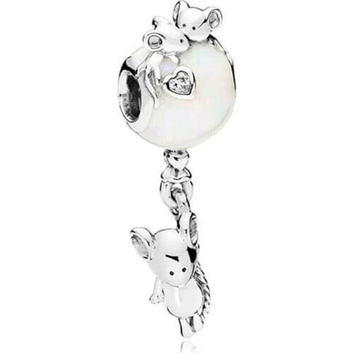 1Pcs New Cute Balloon Mouse Pendant DIY Beads Suitable for Original Pandora Charm Bracelet Ladies Jewelry Making Gifts