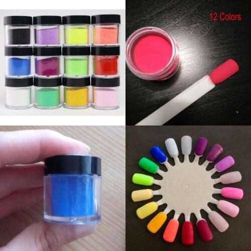 10grs/Box Acrylic Powder Nail Art Acrylic Glitter Powder (12Colors) Nail Decorations For NAIL ART UV Gel Acrylic Powder Dust D20