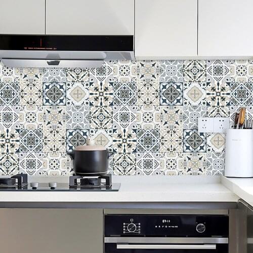 10pcs Retro Pattern Matte Surface 15x15cm Tiles Sticker Home Decor For Kitchen Bathroom Tables Floor Hard-wearing Wall Decals