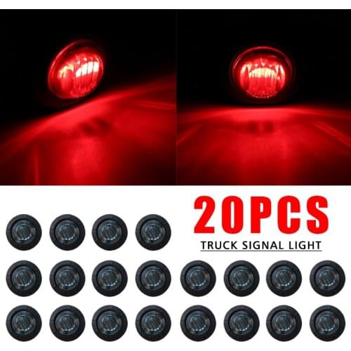 20pcs 12V 1W 3/4 inch 80LM Red LED Round Side Marker Lights Truck Trailer Clearance Smoked Lens Signal Lamps 80LM Kit DIY Parts