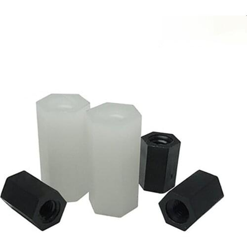 30Pcs/50Pcs White/Black Hex Nylon Column Plastic Double Pass Hex Female Thread Spacer Standoff For Circuit Boards M2 M2.5 M3 M4