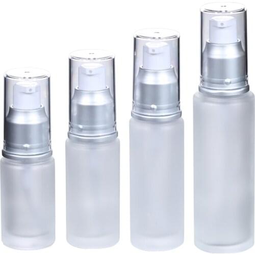 300pcs/lot Frosted Glass Lotion Pump Bottles 20ml 25ml 30ml Cream Jars Split Charging Jars Empty Cosmetic Container