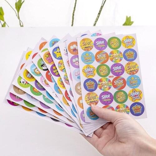 5pcs/Set Cartoon Bubble Sticker School Cute Children Teacher Reward Sticker Praise Label Award For Kids Daily Gifts Random Color