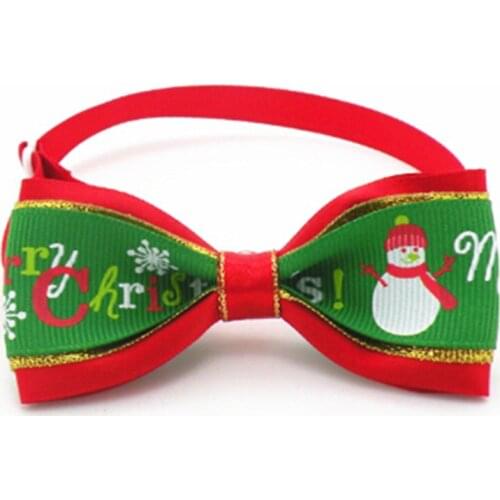 50PC/Lot Dog Accessories Christmas Dog Bowties Snowman Pet Dog Bow Ties Holiday Pet Supplies