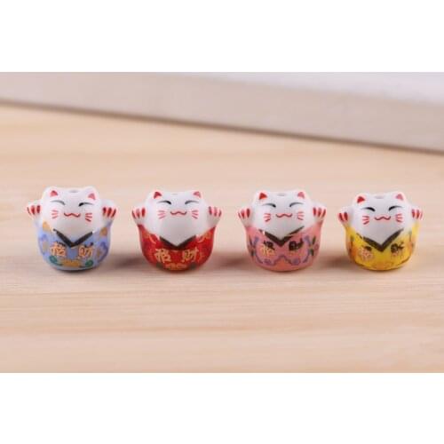 6pcs Creative ceramic home decoration desk decorations small lucky cat car decoration
