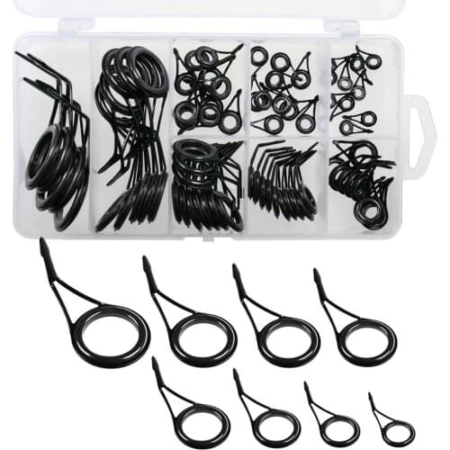 75Pcs Spinning Fishing Rod Guides Repair Kit Fishing Rod Building Tools Fishing Pole Eyes Guide Line Rings Tips Top