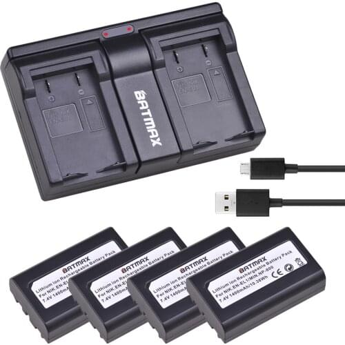 4Pack EN-EL1 ENEL1 Camera battery+USB Dual Slots Charger for Nikon Coolpix 500 775 880 885 990 995 4300 4500 4800 5000 5400 5700
