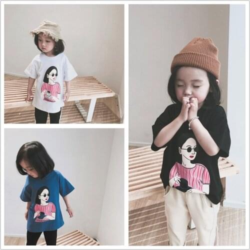 Childrens Spring and Summer 2019 Cartoon Girls' Lovely T-shirts Short Sleeves Girls' T-shirts