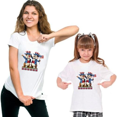 USA Chip and Dale T Shirt Women Fashion Graphic Tshirts Baby Girl Boy Brothers and Sisters Tshirt Tops Family Matching Clothes