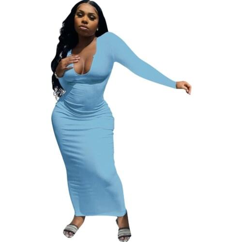 Cotton Solid White Women Long Sleeve Midi Dress V Neck Bodycon Sexy Streetwear Party Club Elegant 2021 New Autumn Ladies Dresses