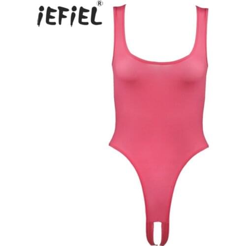 IEFiEL Sexy Ladies Womens Bodysuit High Cut Slip Hommes Wetlook Babydoll Open Crotch Lingerie Hot Leotard Thong Body Suit