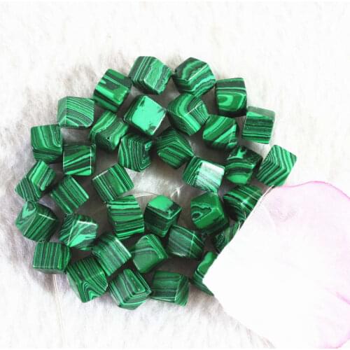 Hot sale artificial green malachite stone 8mm diagonal cube shape jewelry loose beads jewelry making 15inch B369