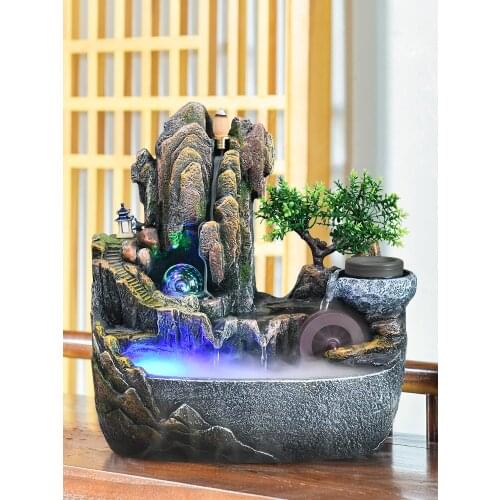 Rockery Flowing Water Furnishing Articles The Simulation Landscape Water Fountain Indoor Decorations for Home Resin Charms