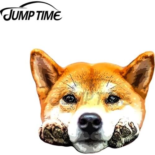 JumpTime 13 x4cm Shiba Inu Cute Shiba Inu Face with Paws Decal Occlusion Scratch Windshield Car Stickers Refrigerator Decoration