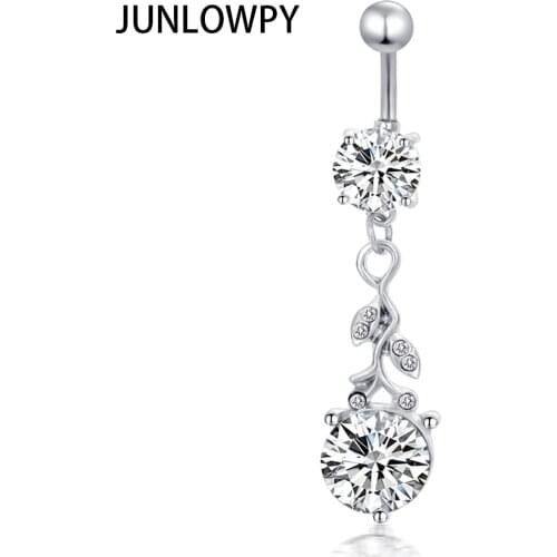 JUNLOWPY Water Drop Dangle Zircon Navel Piercing Surgical Steel Bell Button Rings Sexy Women Men Body Jewelry Belly Ring 20pcs