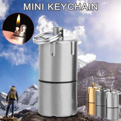 Outdoor Tools Mini Compact Kerosene Lighter Key Chain Capsule Gasoline Lighter Inflated Keychain Petrol Lighter Pendant Sturdy