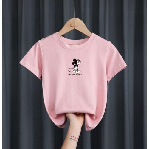 Summer Fashion Unisex Cartoon T-shirt Children Boys Short Sleeves Solid Color Tees Baby Kids Cotton Tops For Girls Clothes