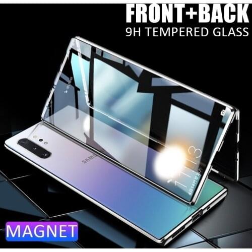 360 Magnetic Adsorption Metal Case For Samsung S21 S20 Note20 Ultra Note 10 8 9 S10 S9 S8 + A71 A72 A70 A51 A50 A52 Glass Cover