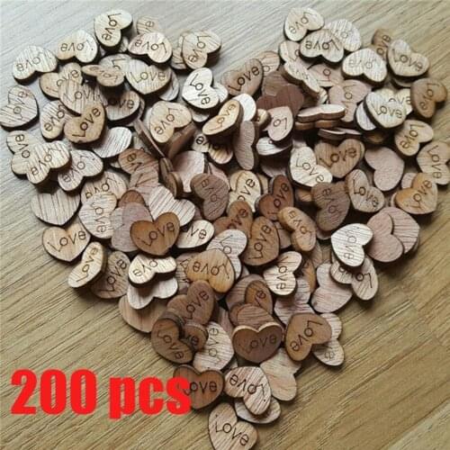 New 200Pcs Mixed Love Heart Shape Wedding Table Scatter Decor Rustic Wooden Wedding Decoration Buttons