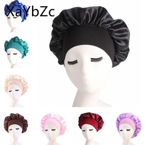 Newly Womens Satin Solid Sleeping Hat Night Sleep Cap Hair Care Bonnet Nightcap For Women Men Unisex Cap bonnet de nuit