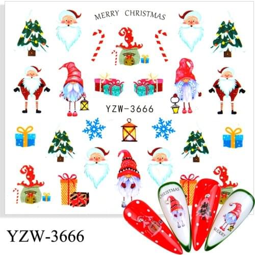 New Designs Christmas Pattern for Nail Art Decorations Water Sticker Snowflake/Christmas Tree/Gift Slider Nail Decals Polish