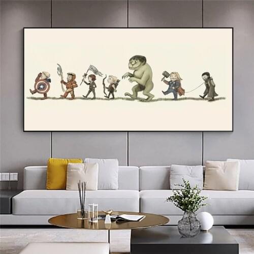 Lovely Marvel Avengers Canvas Painting Captain America Iron Man Comics Posters and Prints KidS Bedroom Living Room Decoration