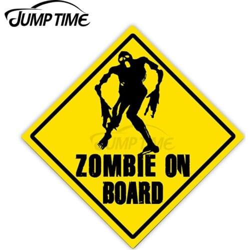 Jump Time 13cm x 13cm Car Sticker Zombie On Board Decals Creative Computer Windshield Surfboard Waterproof Vinyl Decor