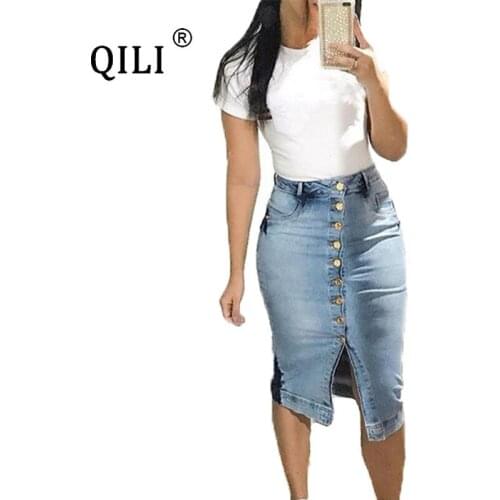 Джинсовые юбки-карандаши Qili China At AliExpress