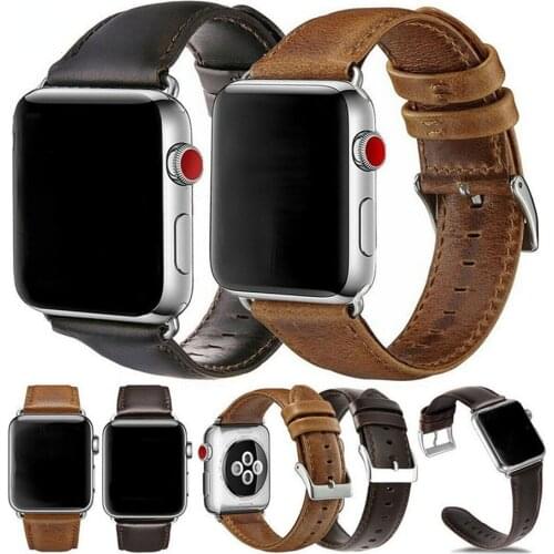 Crazy Horse Handmade Cowhide Watchband For Apple Watch Band Series SE/6/5/4/3/2/1 42mm 38mm Leather Strap for iWatch 44mm 40mm