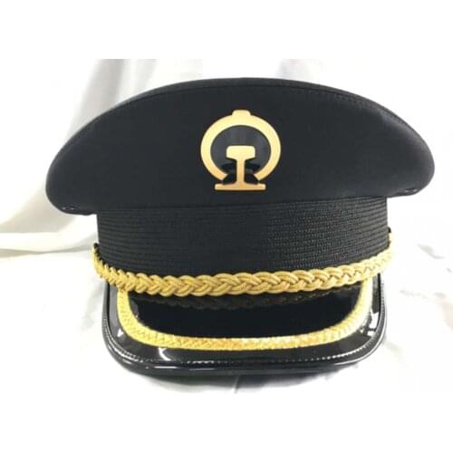 Railway Spring and Autumn Big Cap Uniform Cap Vintage Hat Fedora Hat for Woman Wide Brim Hat 2020 Black Hat