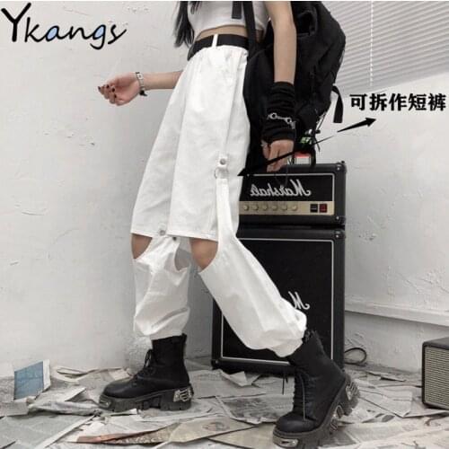 Detachable Shorts Casual Streetwear Pants for Women Harajuku Joggers Women Sweatpants Gothic Elastic High Waist Solid Harem Pant