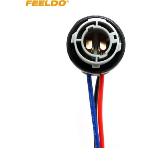 FEELDO 1Pc Car 1157 BAY15D LED Bulbs Brake Signal Lights Socket Harness Plugs #HQ3819