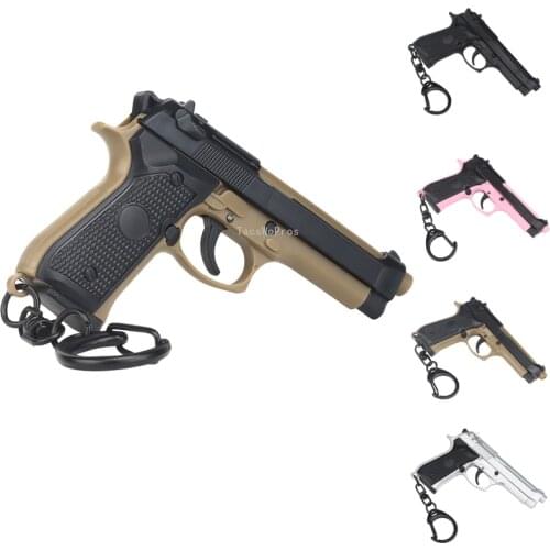 Tactical Pistol Shape Keychain Mini M92 Gun Model Plastic Keyring Portable Decorations Detachable Gun Weapon Keyring Key Chain