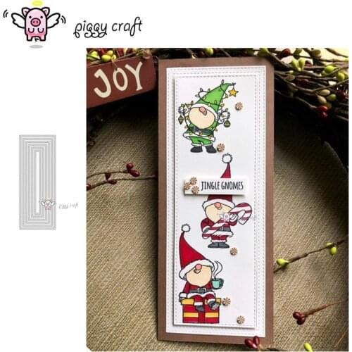 Piggy Craft metal cutting dies cut die mold Dotted rectangular frame Scrapbook paper craft knife mould blade punch stencils dies